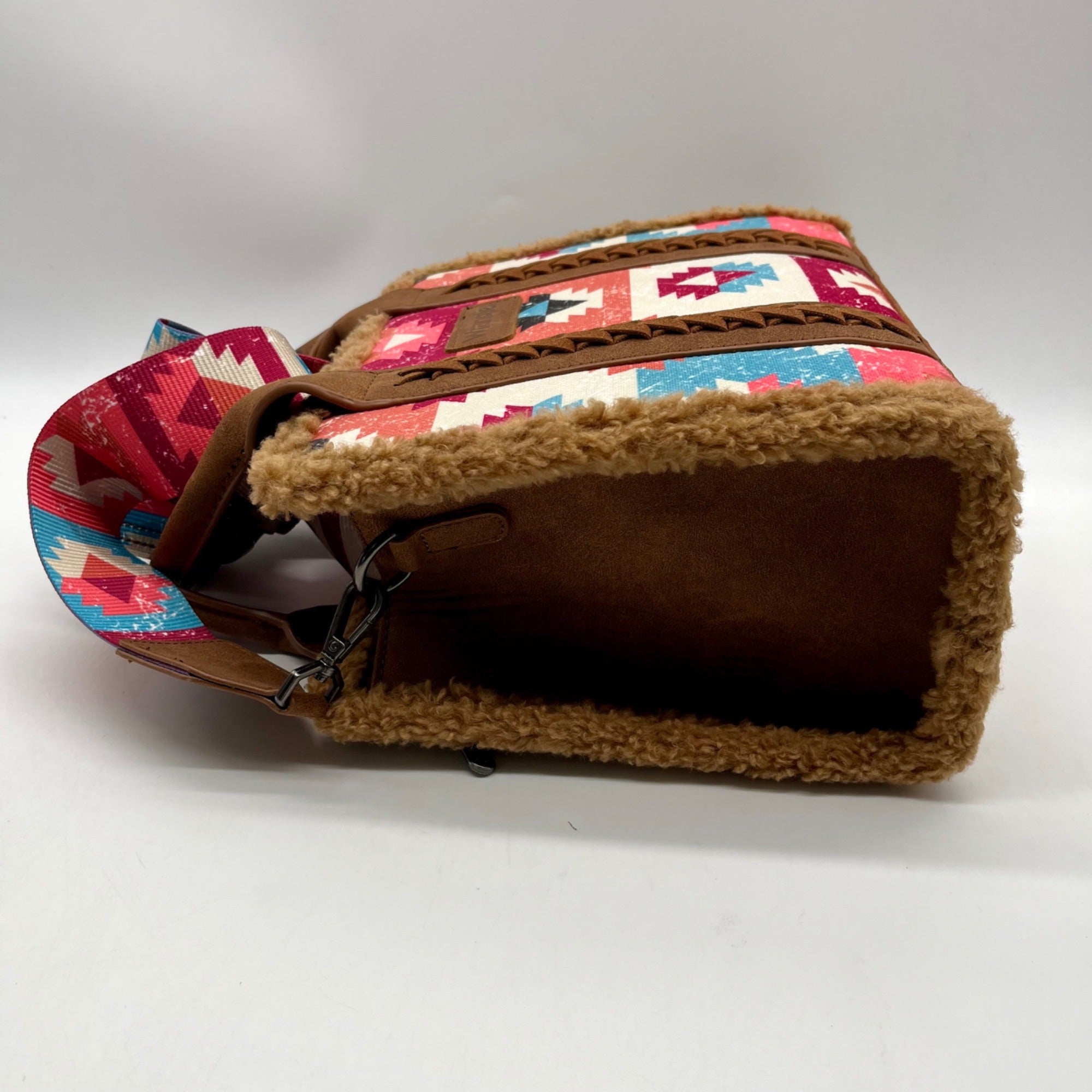 Wrangler Multicolor Fabric Aztec Sherpa Trim Satchel Bag
