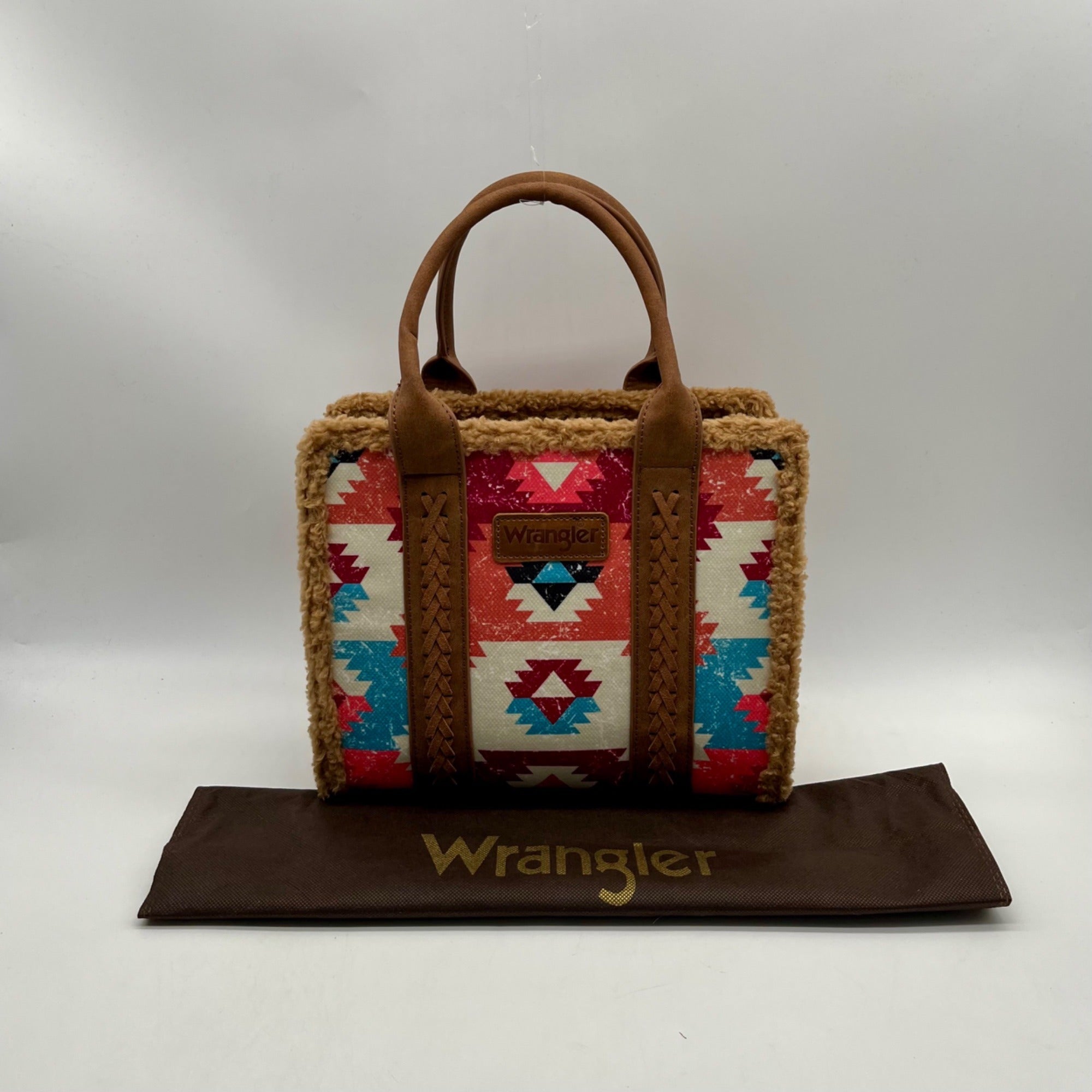 Wrangler Multicolor Fabric Aztec Sherpa Trim Satchel Bag