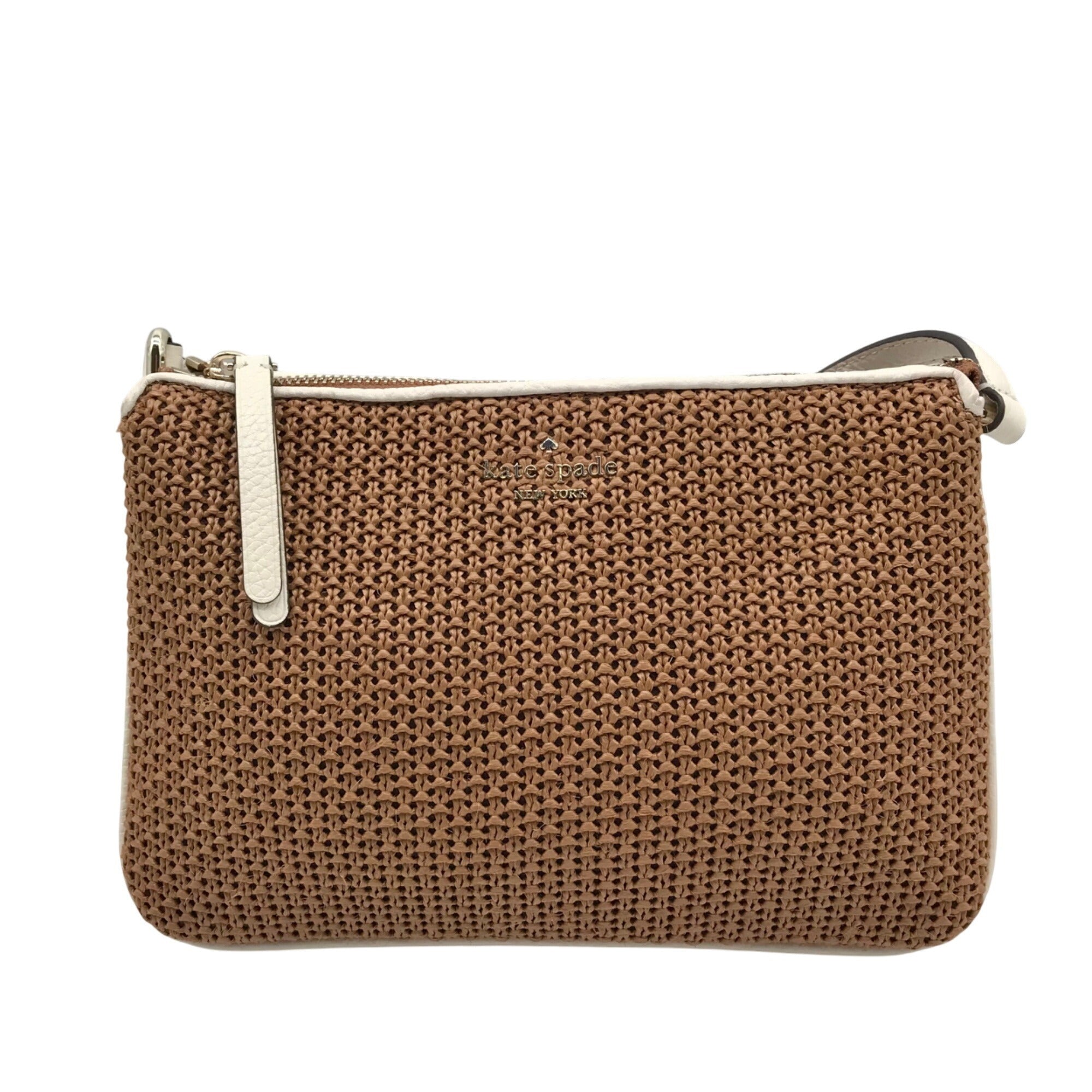 Kate Spade Brown Straw Jackson Crossbody Bag