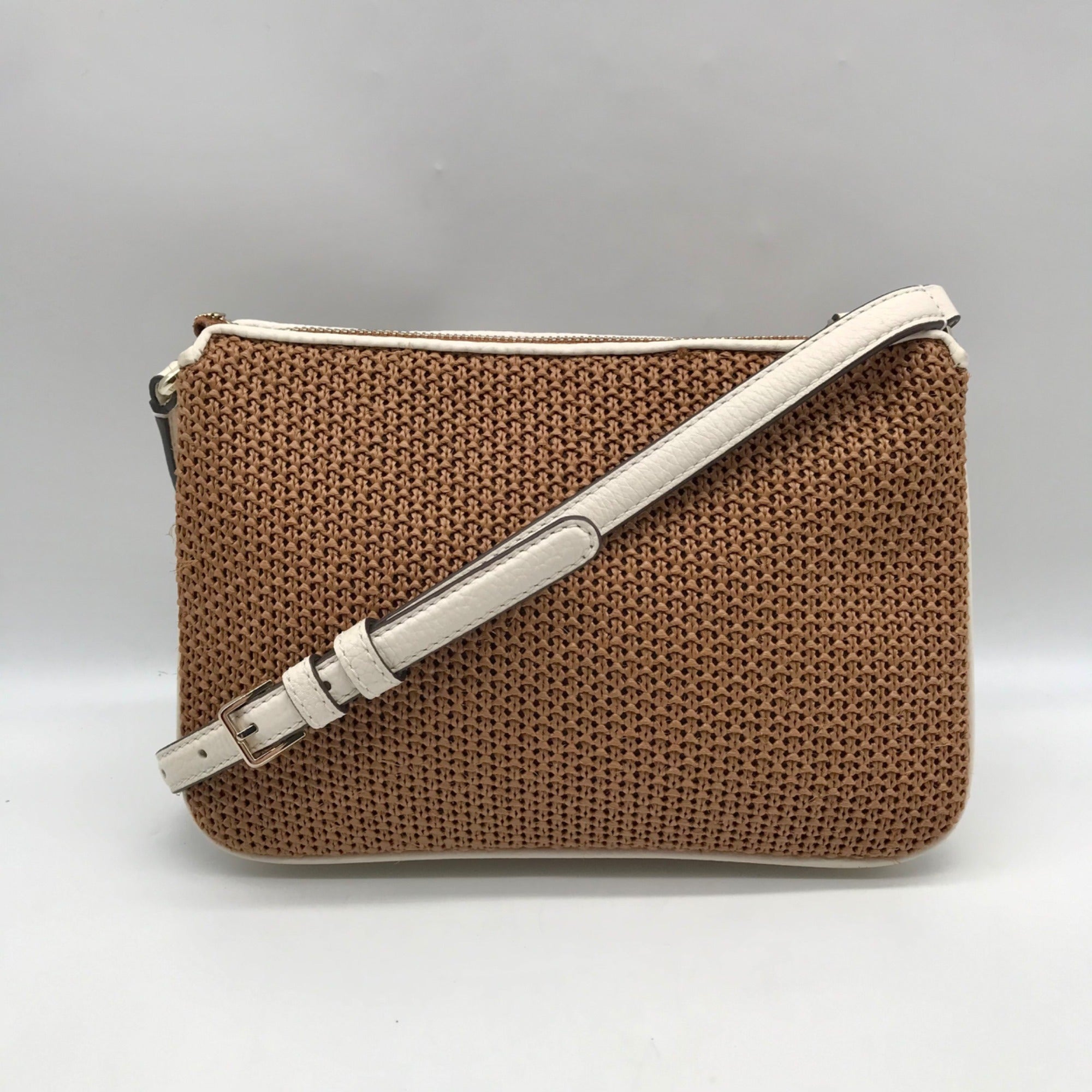 Kate Spade Brown Straw Jackson Crossbody Bag