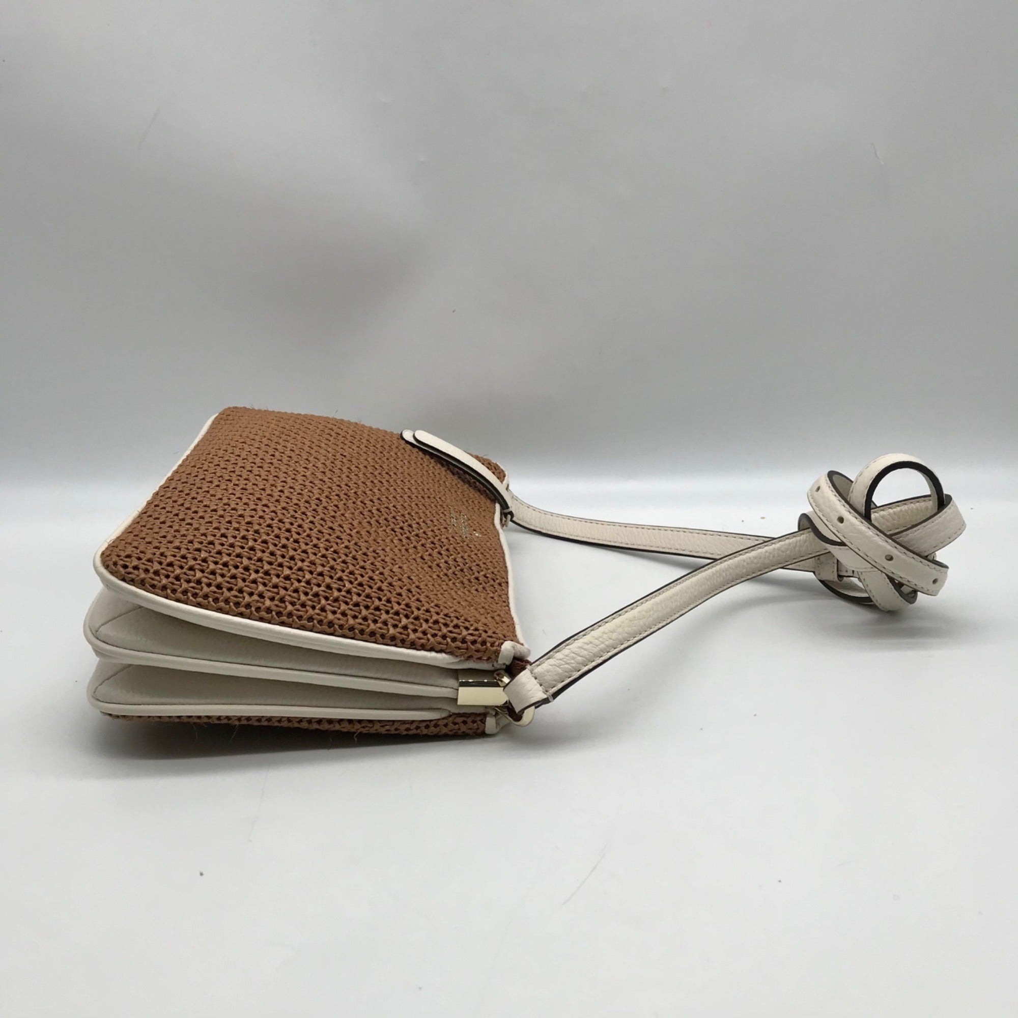 Kate Spade Brown Straw Jackson Crossbody Bag