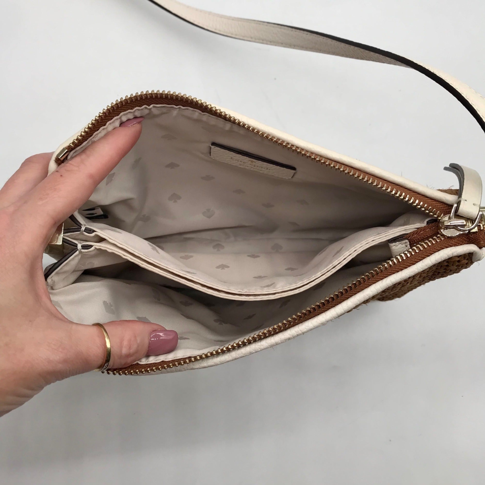 Kate Spade Brown Straw Jackson Crossbody Bag