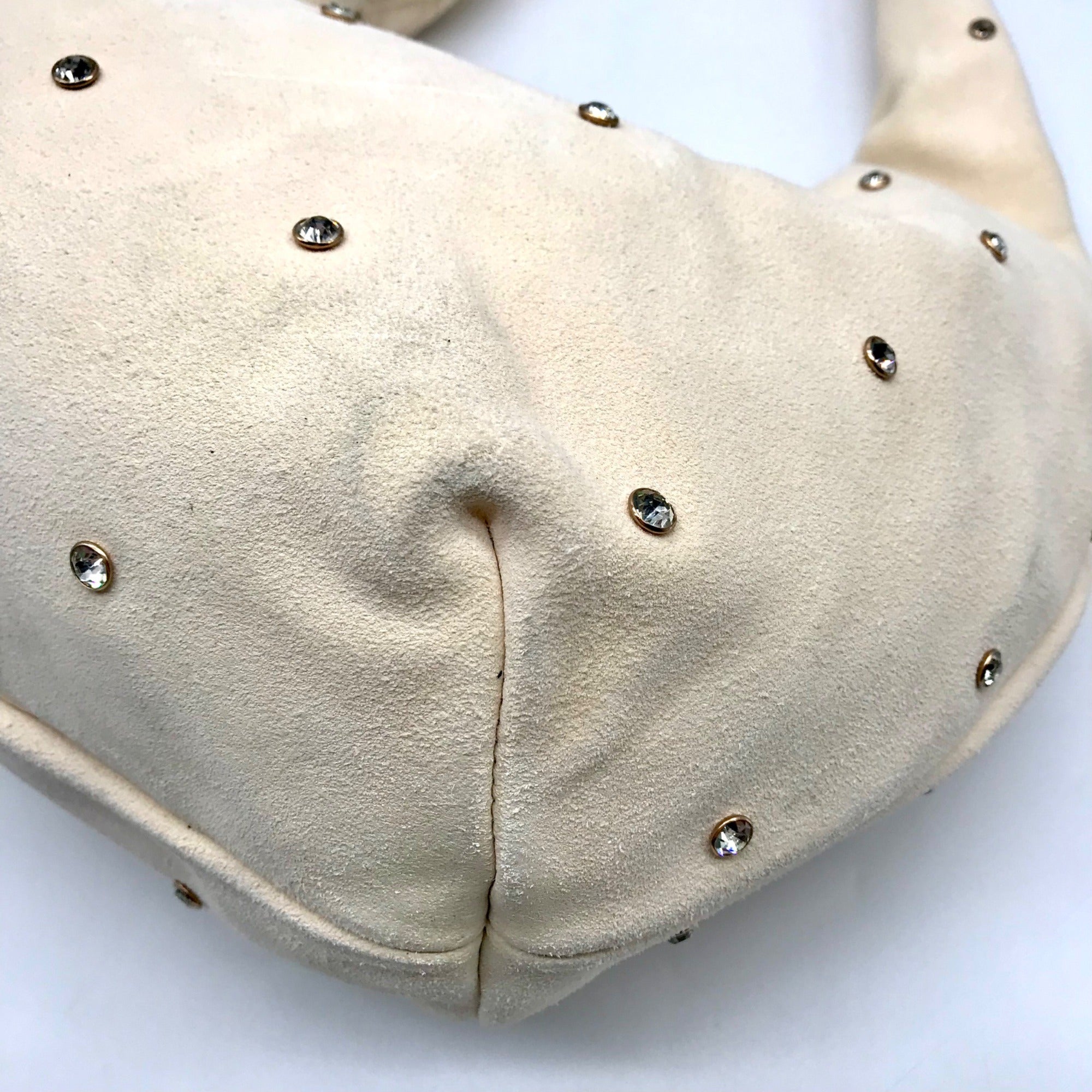 Sam Edelman Ivory Suede Faren Rhinestone Hobo Bag