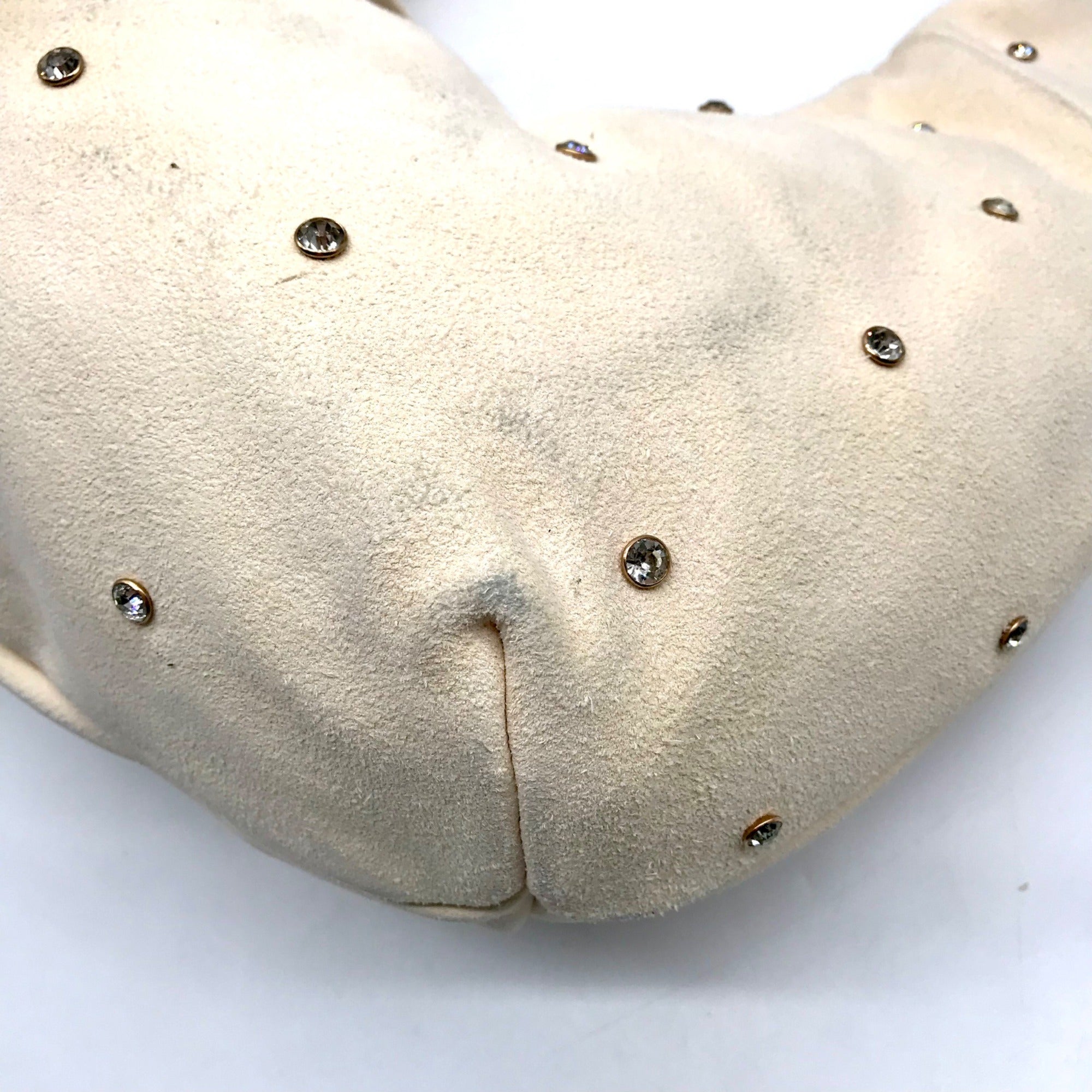 Sam Edelman Ivory Suede Faren Rhinestone Hobo Bag