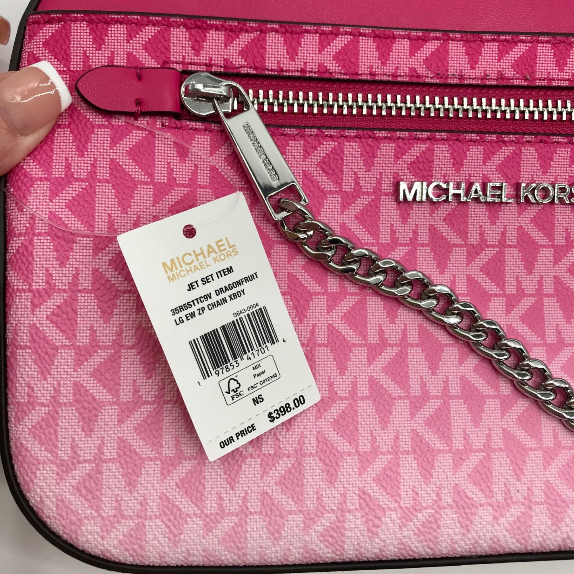 Michael Kors Dragon Fruit Ombre Leather Jet Set Logo Crossbody Bag