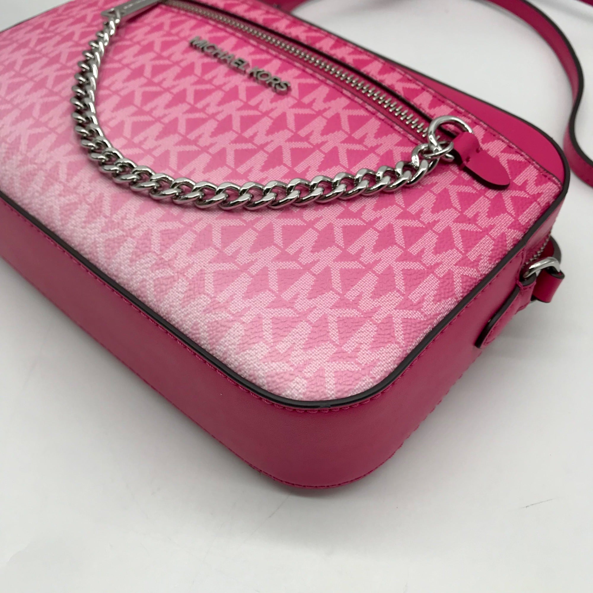 Michael Kors Dragon Fruit Ombre Leather Jet Set Logo Crossbody Bag
