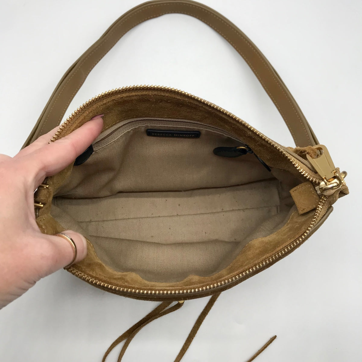 Rebecca Minkoff Tan Suede Darren Shoulder Bag
