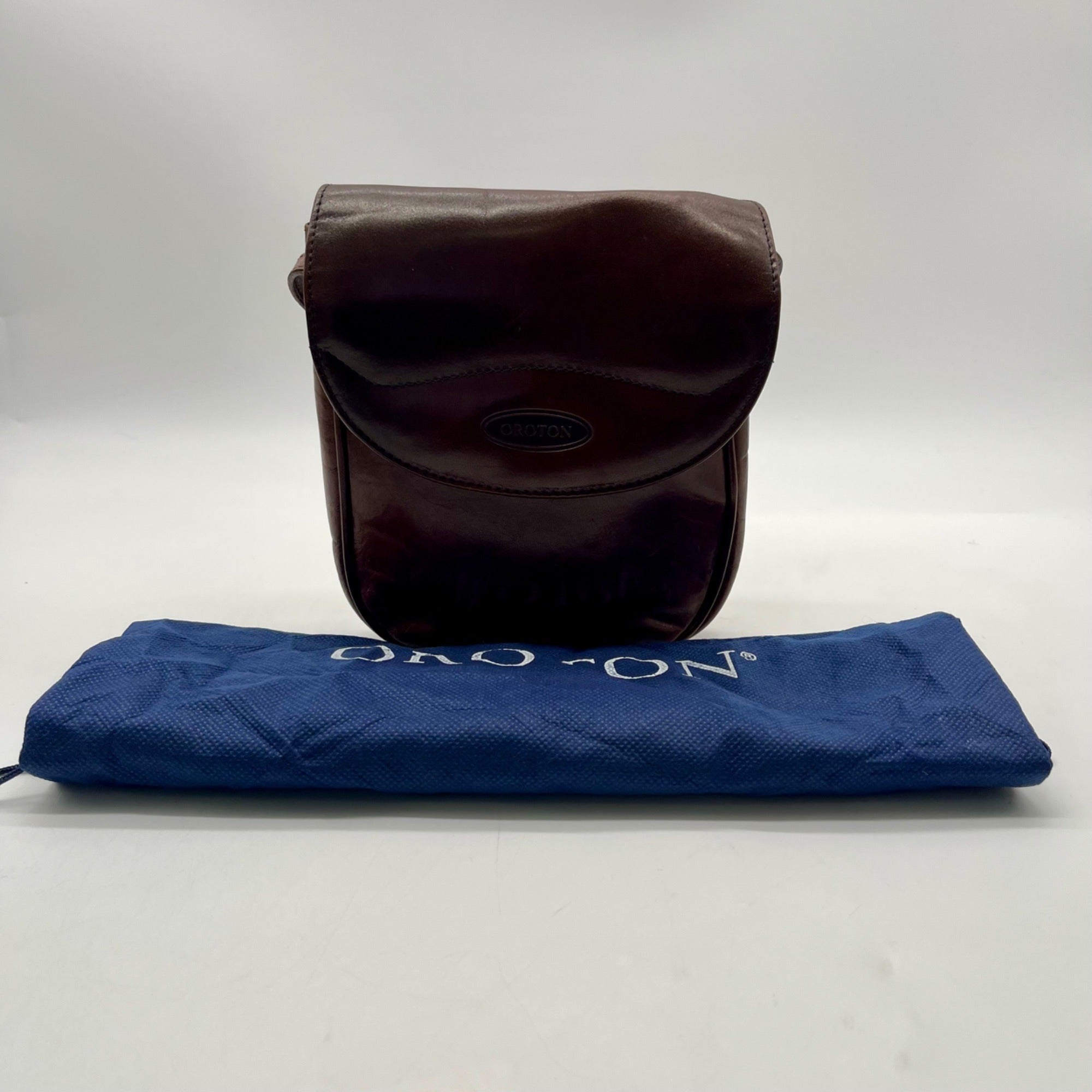Oroton Brown Leather Crossbody Bag