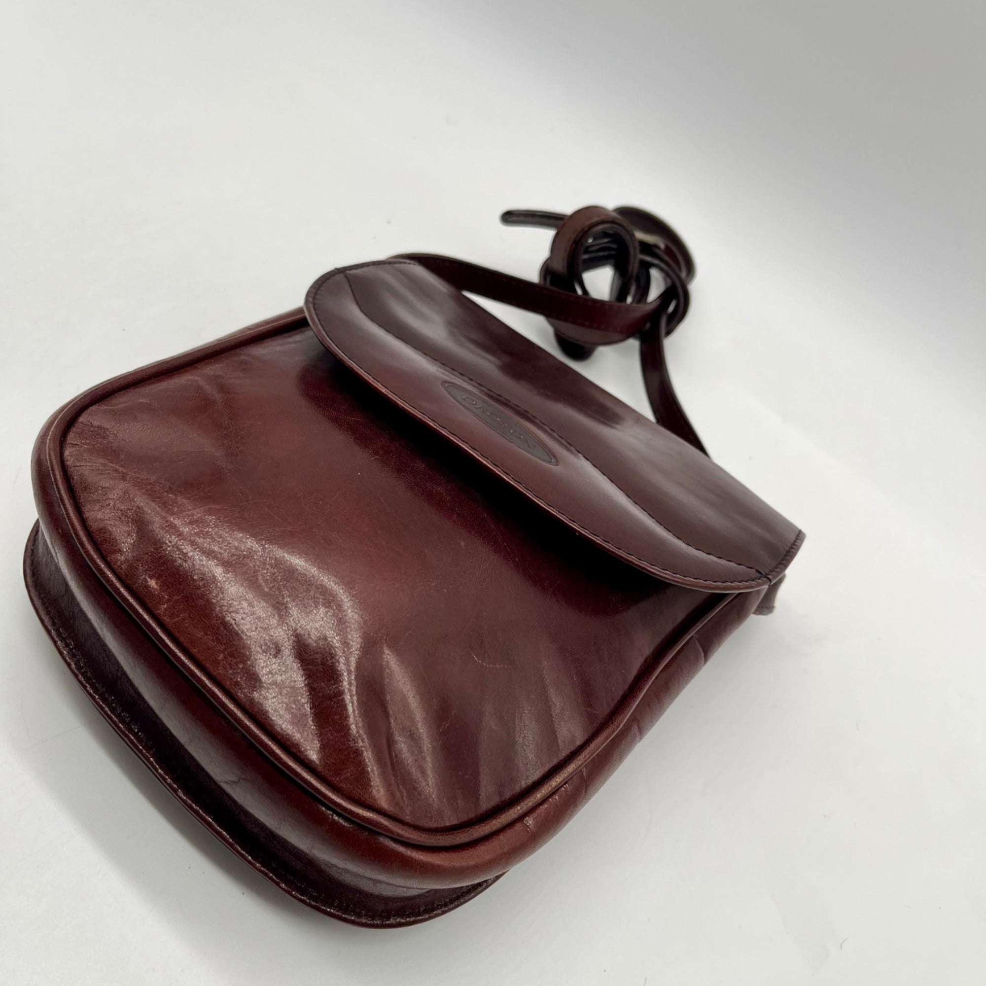 Oroton Brown Leather Crossbody Bag