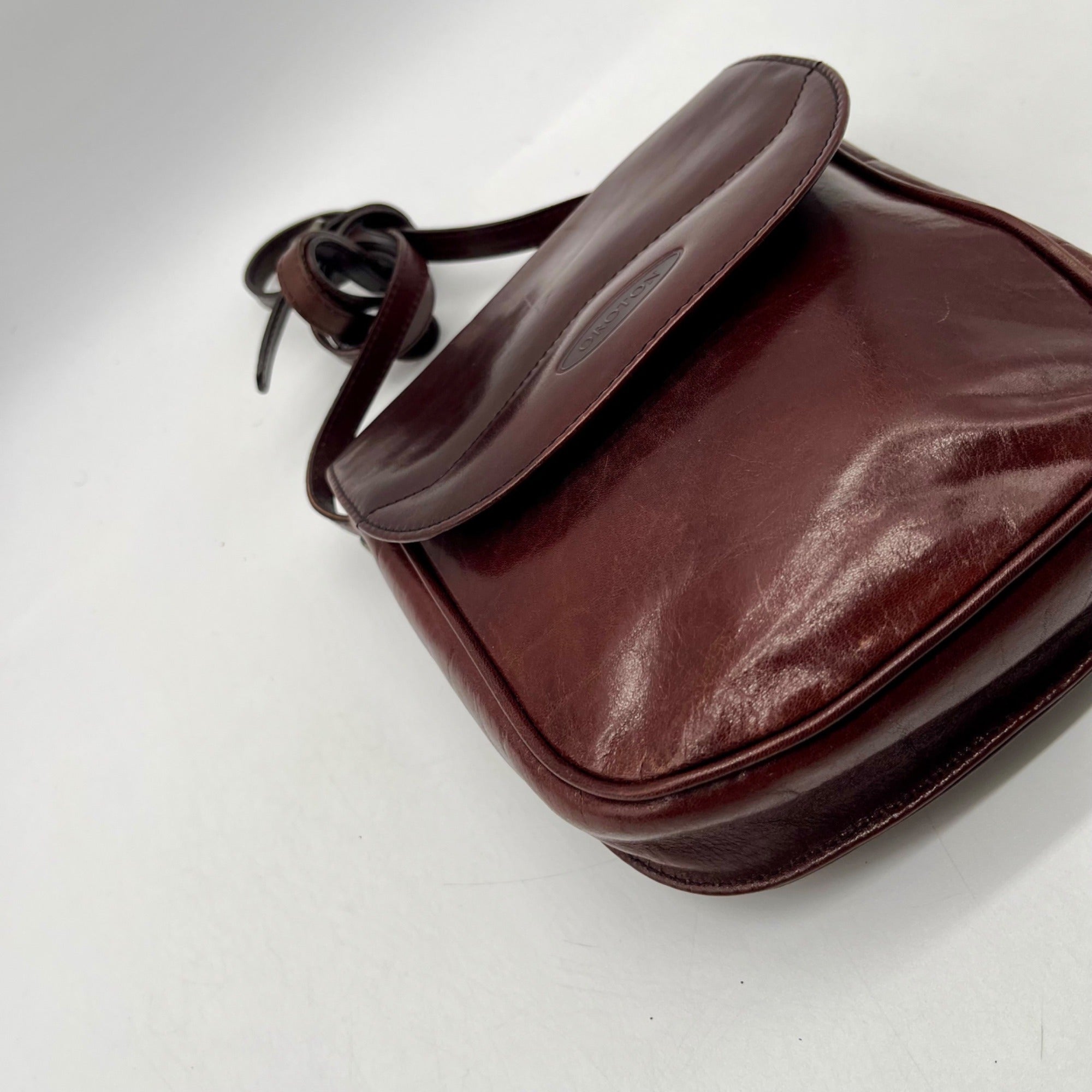 Oroton Brown Leather Crossbody Bag