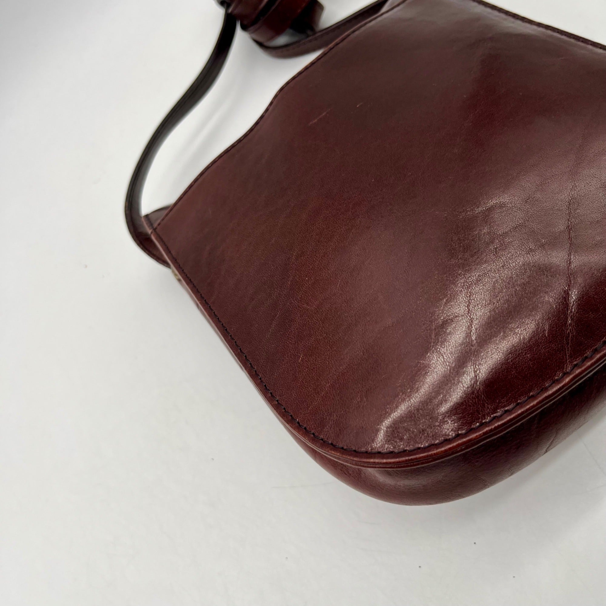 Oroton Brown Leather Crossbody Bag