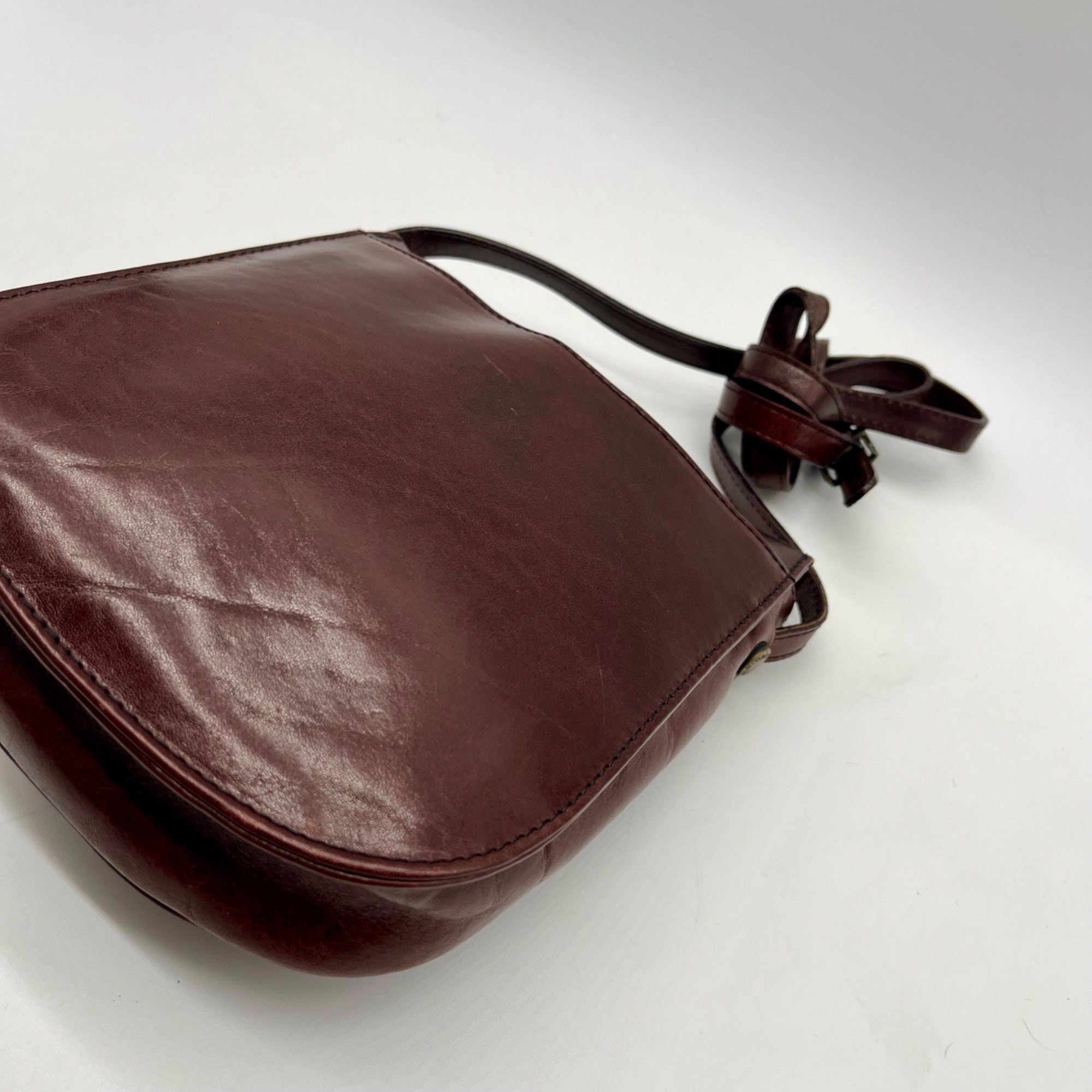 Oroton Brown Leather Crossbody Bag