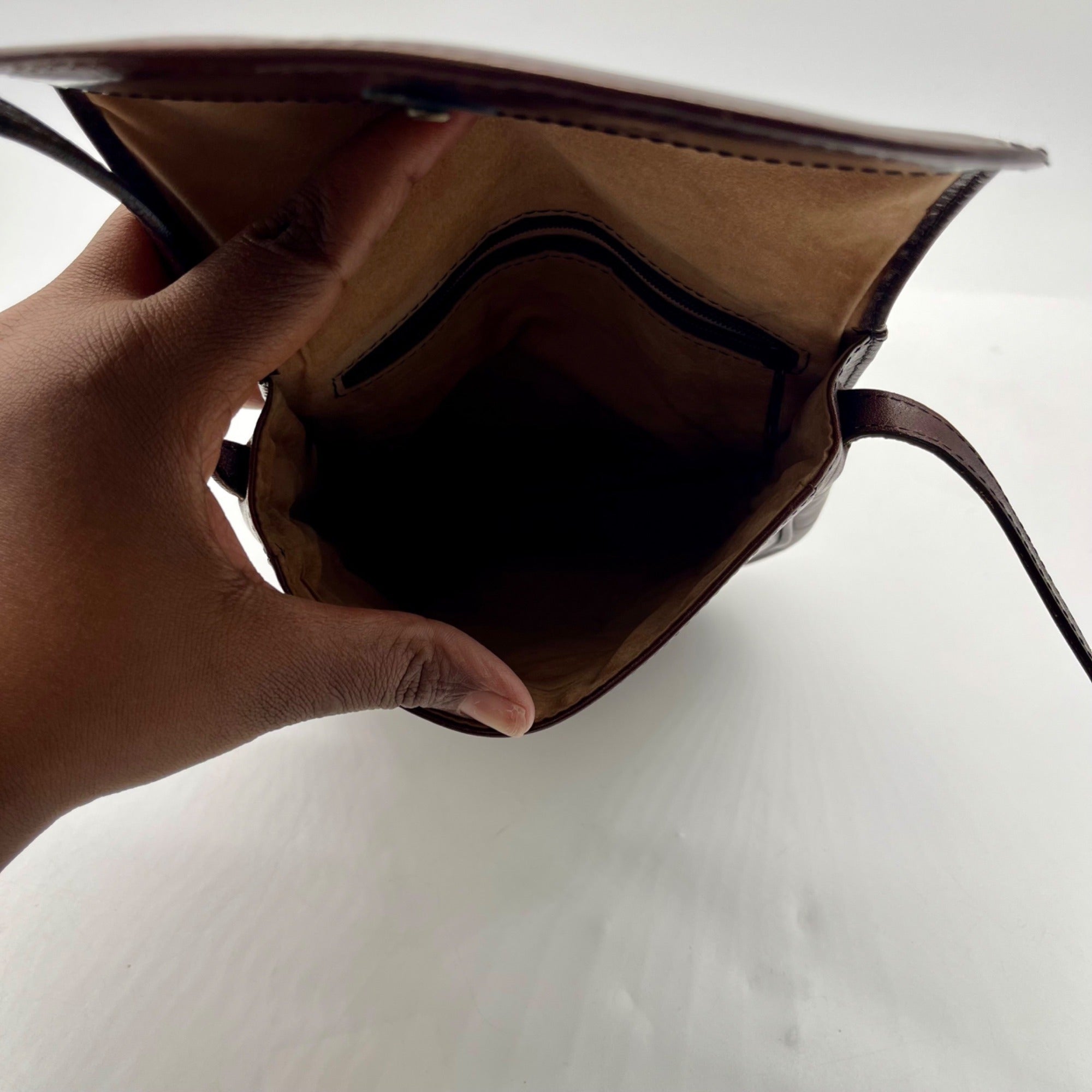 Oroton Brown Leather Crossbody Bag