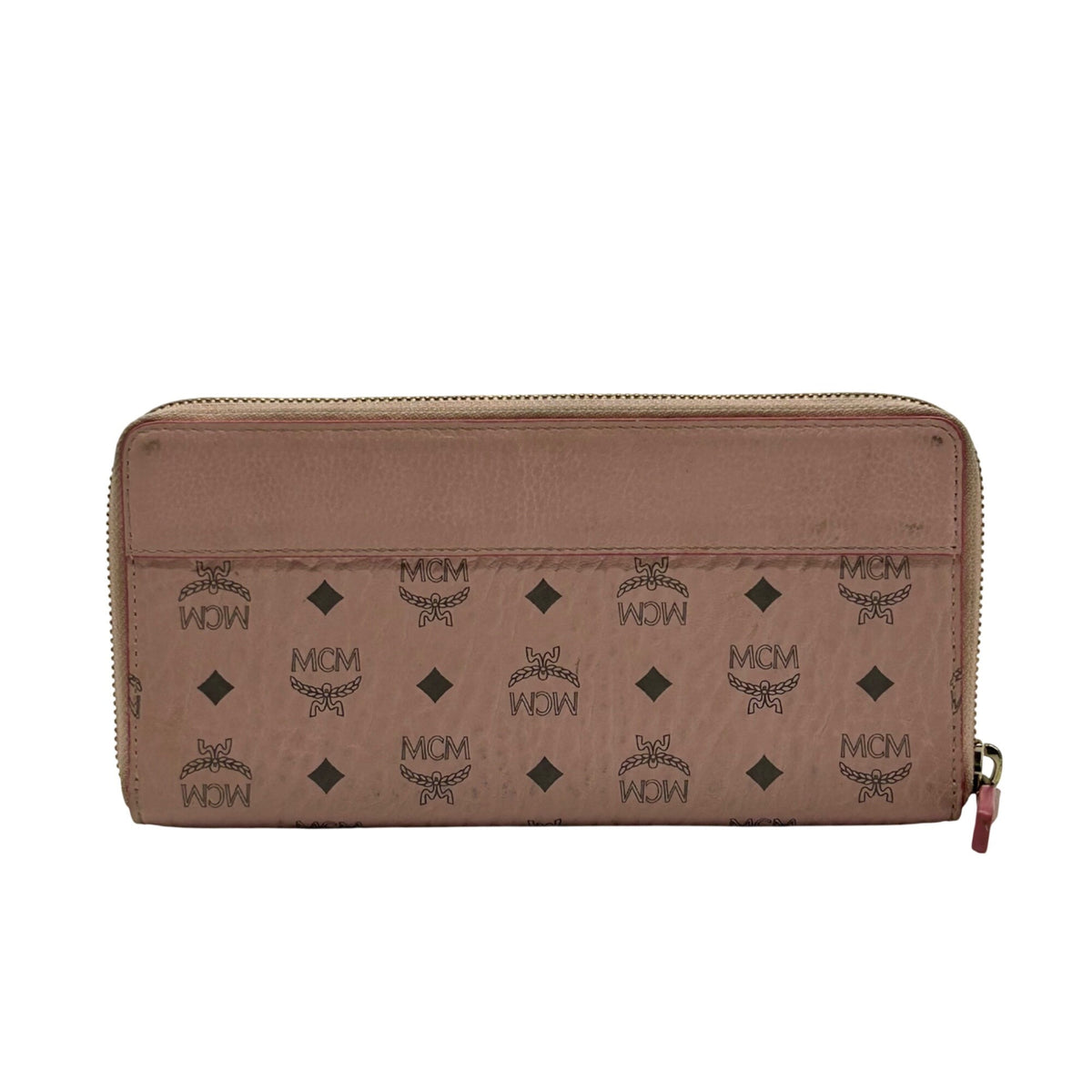 MCM Pink Aren Large Zip-Around Clutch Wallet