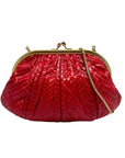 Judith Leiber Red Snakeskin Embossed Crossbody Clutch