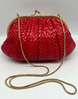 Judith Leiber Red Snakeskin Embossed Crossbody Clutch