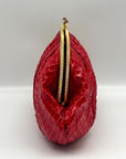 Judith Leiber Red Snakeskin Embossed Crossbody Clutch