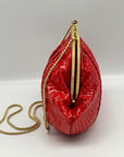 Judith Leiber Red Snakeskin Embossed Crossbody Clutch