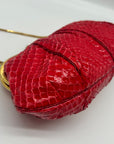 Judith Leiber Red Snakeskin Embossed Crossbody Clutch