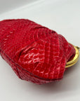 Judith Leiber Red Snakeskin Embossed Crossbody Clutch