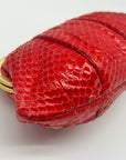 Judith Leiber Red Snakeskin Embossed Crossbody Clutch