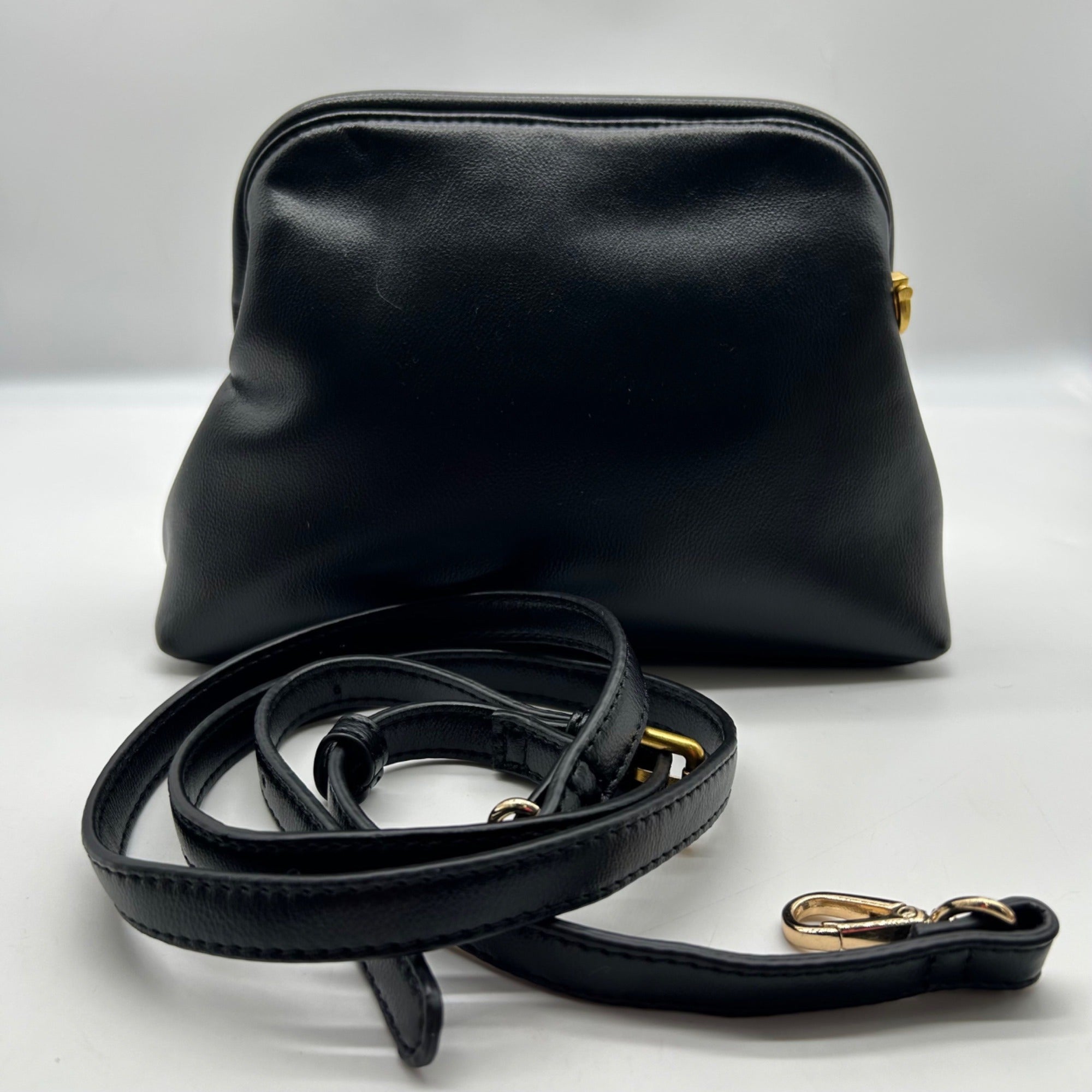 MMS Black Leather Crossbody Bag