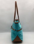 Michael Kors Blue Nylon & Leather Pocket Tote