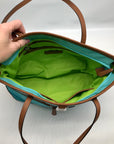 Michael Kors Blue Nylon & Leather Pocket Tote