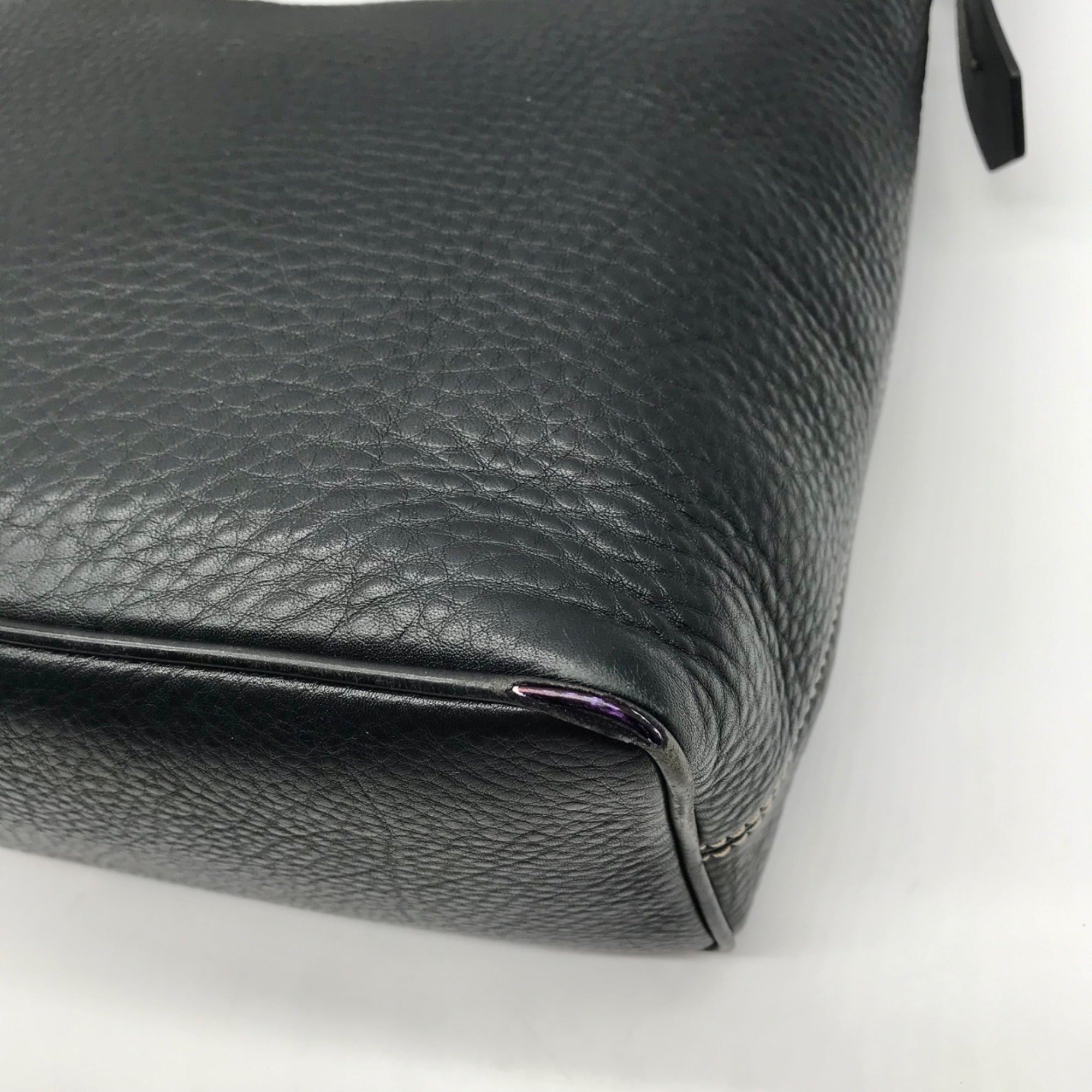 Dooney &amp; Bourke Black Pebbled Leather East West Hobo Bag
