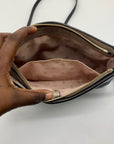 Kate Spade Gray And Black Pebbled Leather Margaux Crossbody Bag