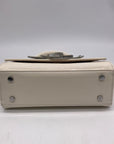 Nina Crystal Beige faux Leather Flower Embellished Patent Satchel Bag
