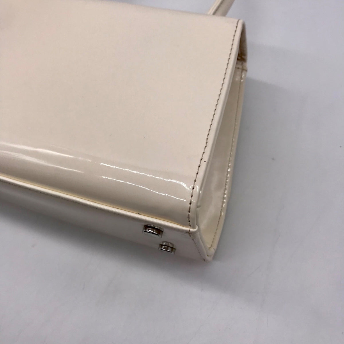 Nina Crystal Beige faux Leather Flower Embellished Patent Satchel Bag