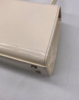 Nina Crystal Beige faux Leather Flower Embellished Patent Satchel Bag