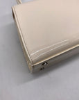 Nina Crystal Beige faux Leather Flower Embellished Patent Satchel Bag