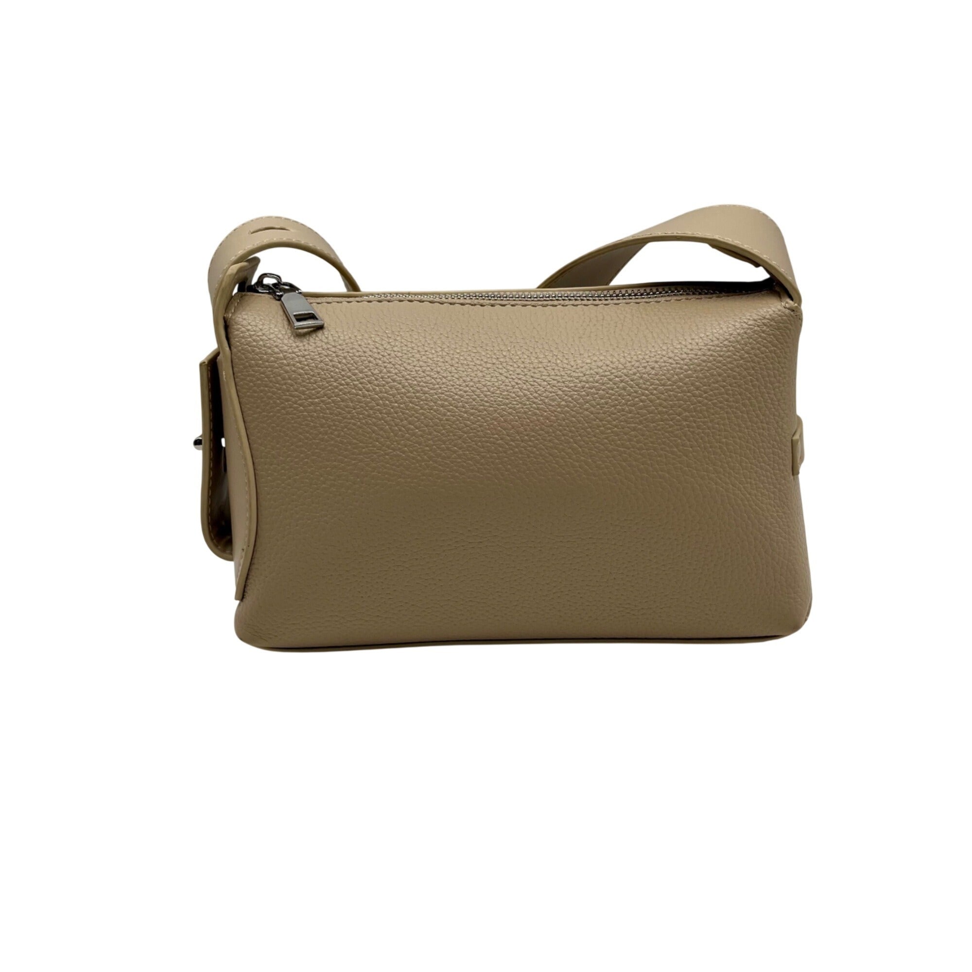 MMS Brand Beige Leather Shoulder Bag
