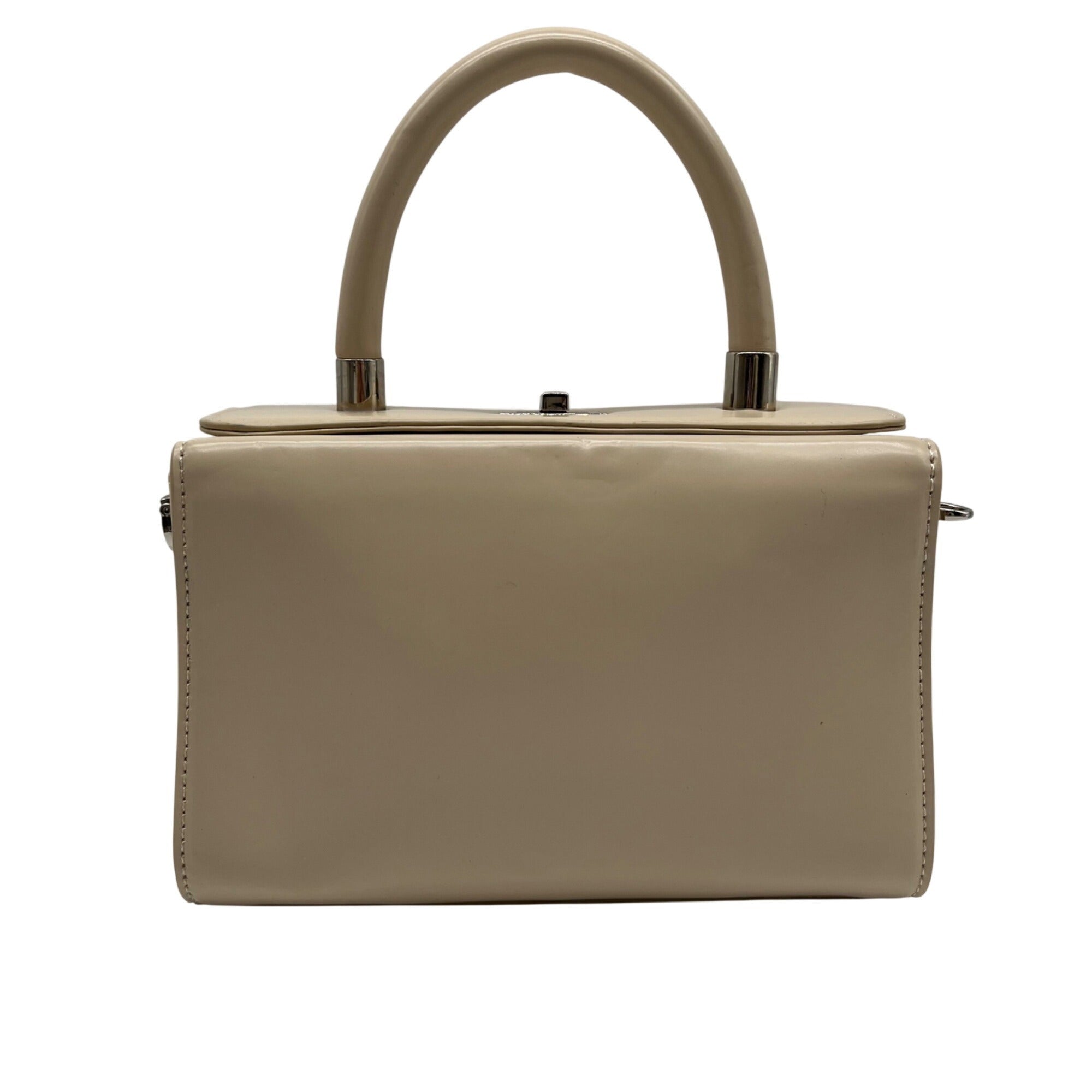MMS Brand Cream Leather Top-Handle Bag
