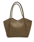 MMS Brands Beige Pebbled Leather Hobo-Style Shoulder Bag 