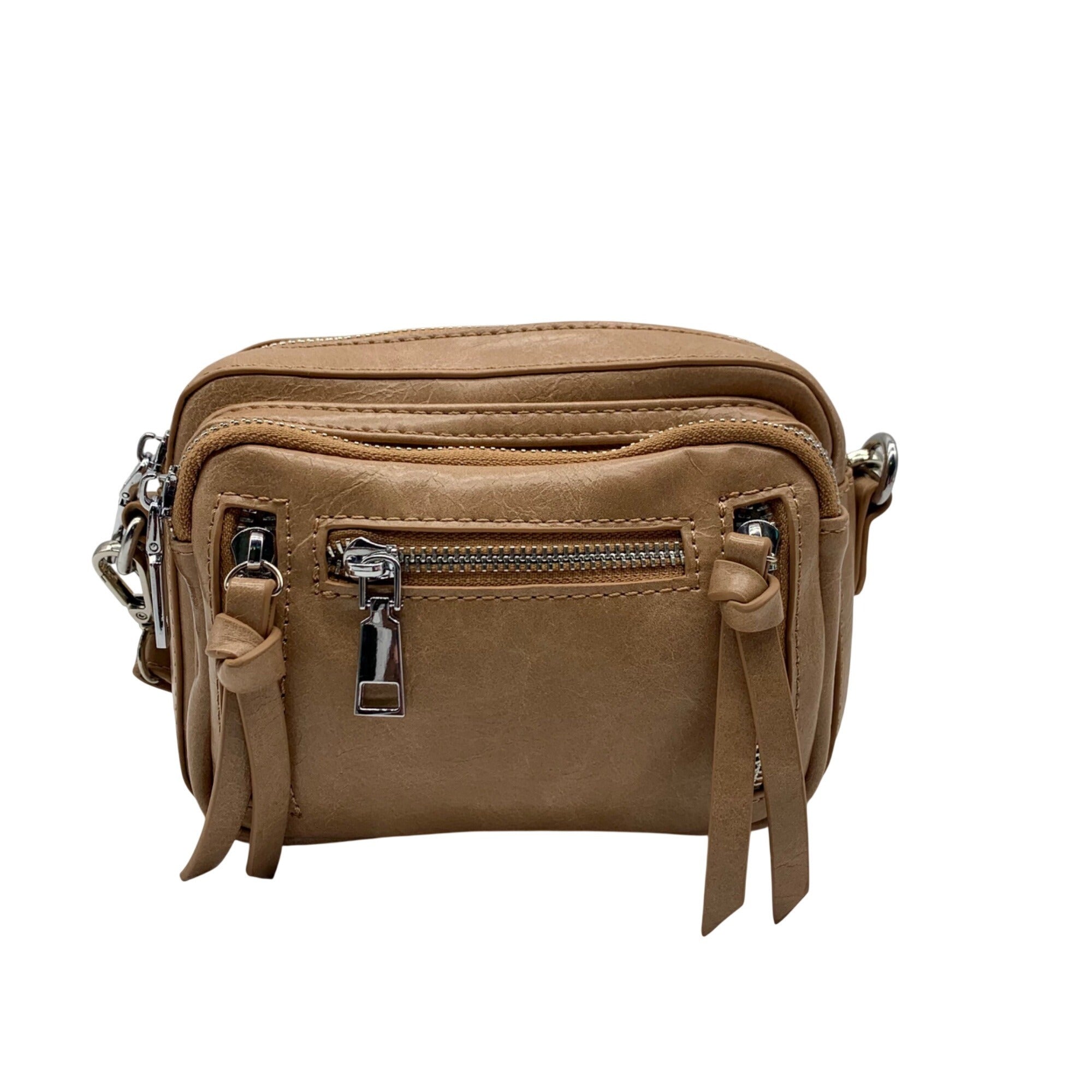 MMS Brands Brown Faux Leather Mini Cargo-Style Crossbody Bag