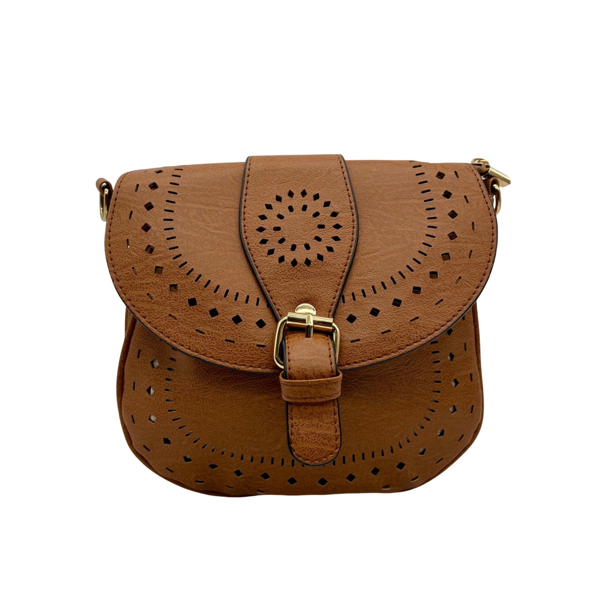 MMS Brands Brown Small Faux Leather Crossbody Bag
