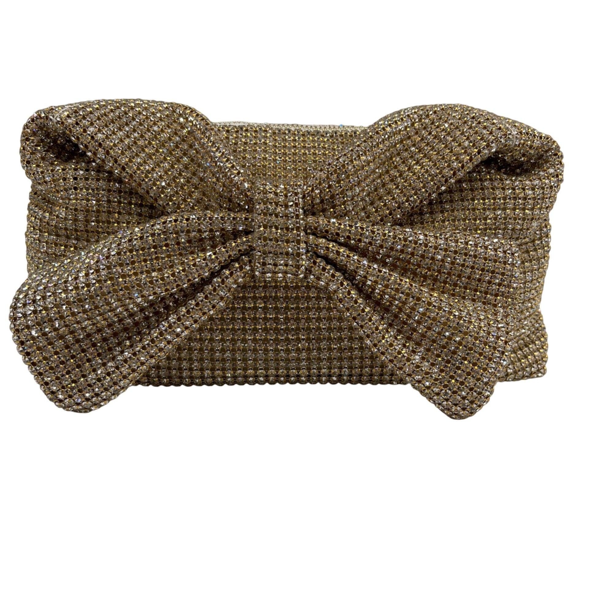 MMS Brands Gold Rhinestone Bow Evening Bag