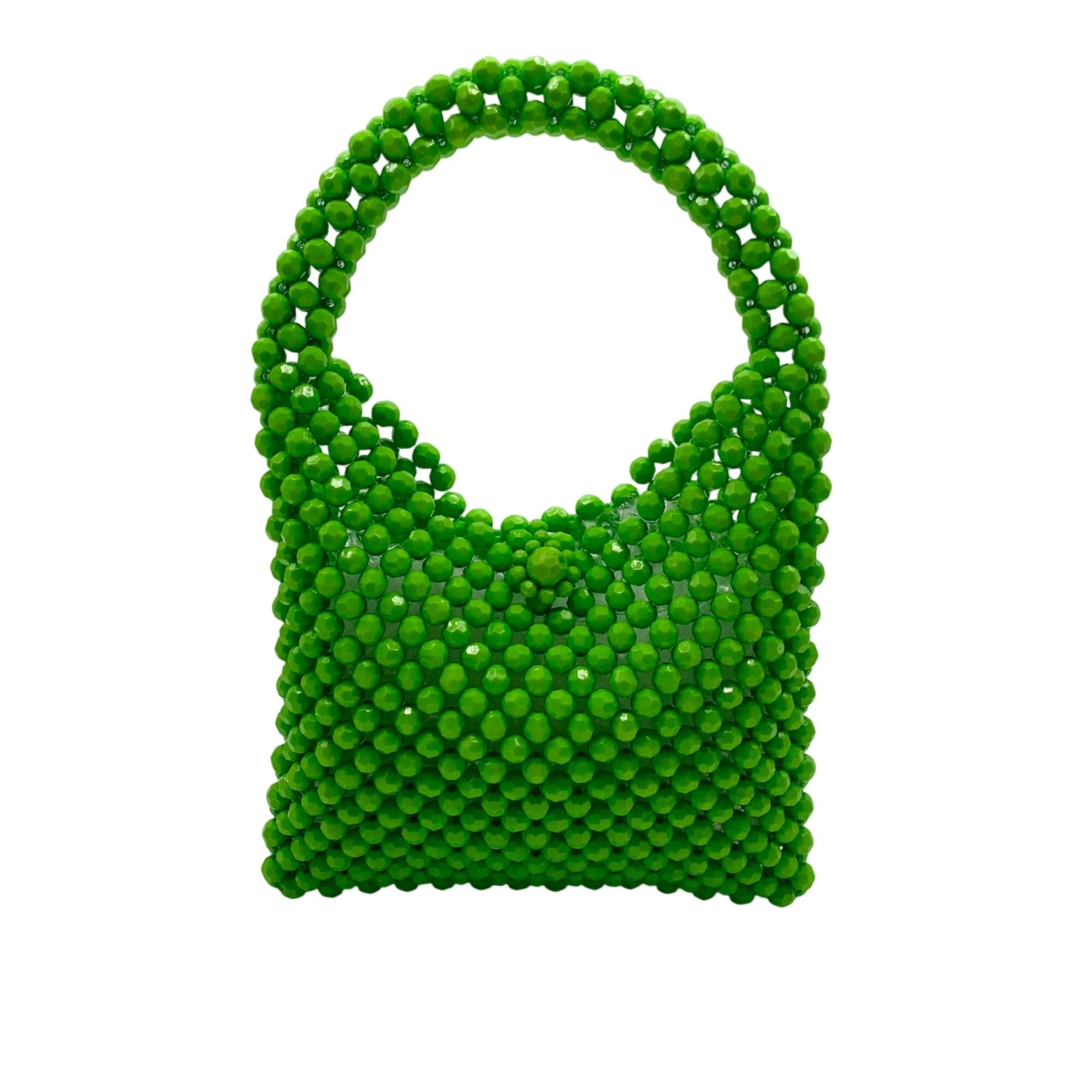 MMS Brands Green Handmade Beaded Tote Bag