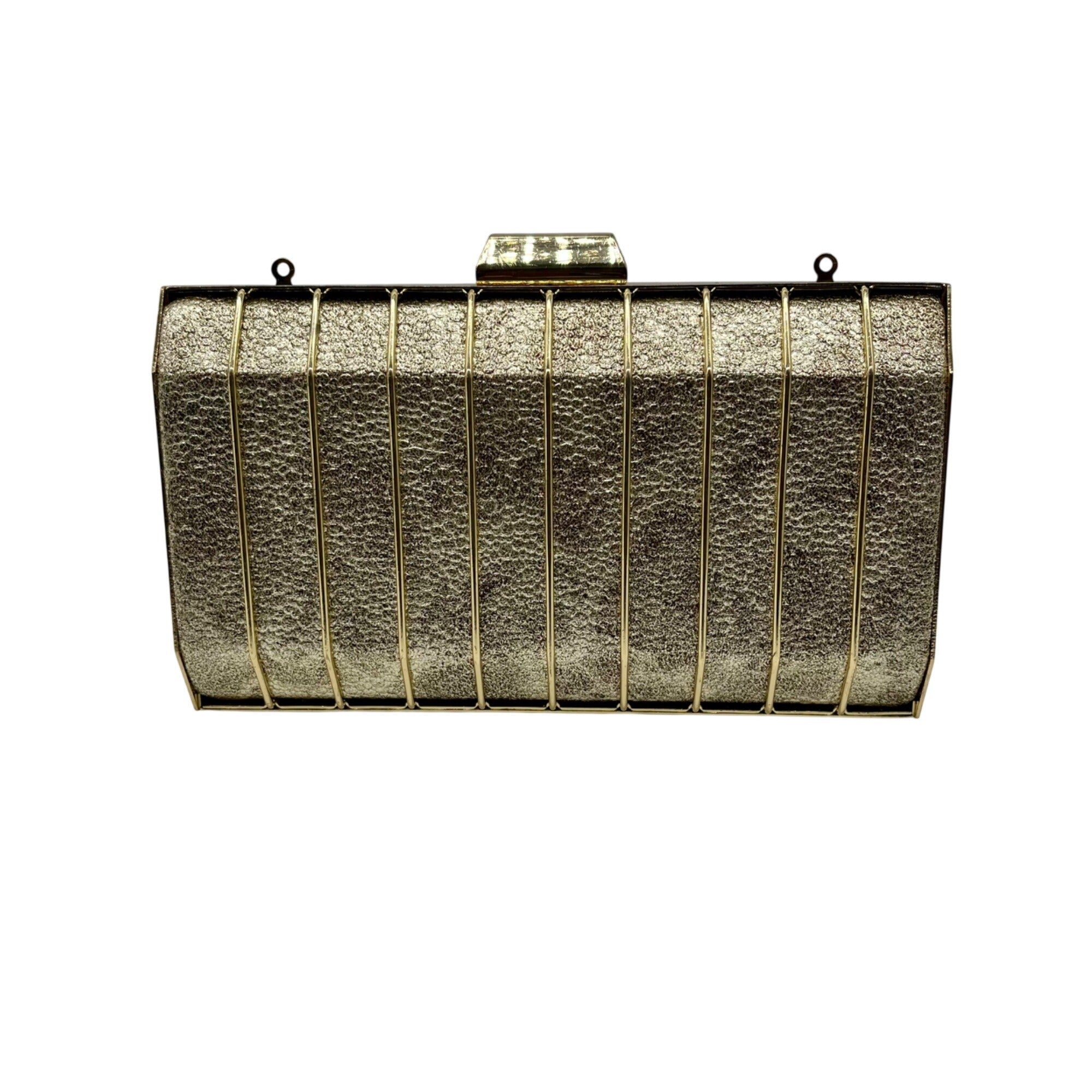 MMS Brands Metallic Gold Evening Clutch Bag