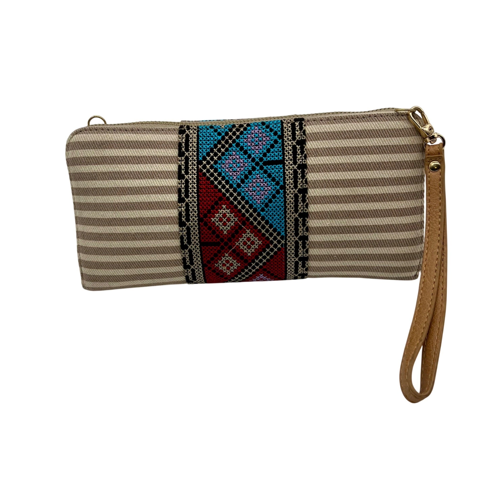MMS Brands Tan and Cream Striped Wallet