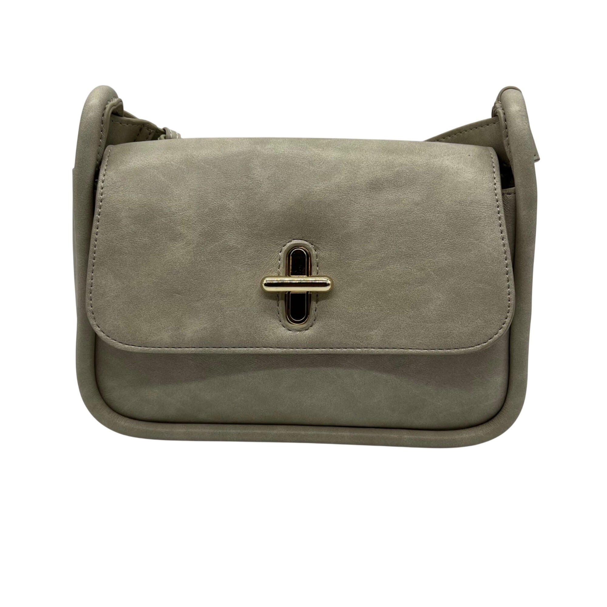 MMS Gray Leather Crossbody Bag