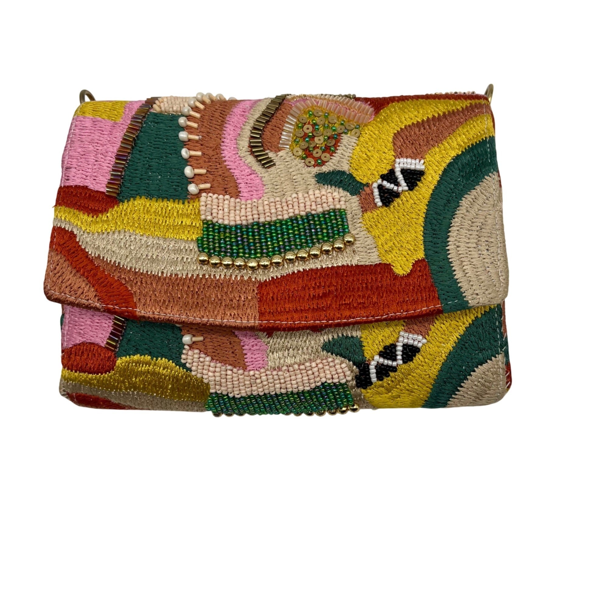 MMs Brands Beaded Flip-Over Clutch Purse