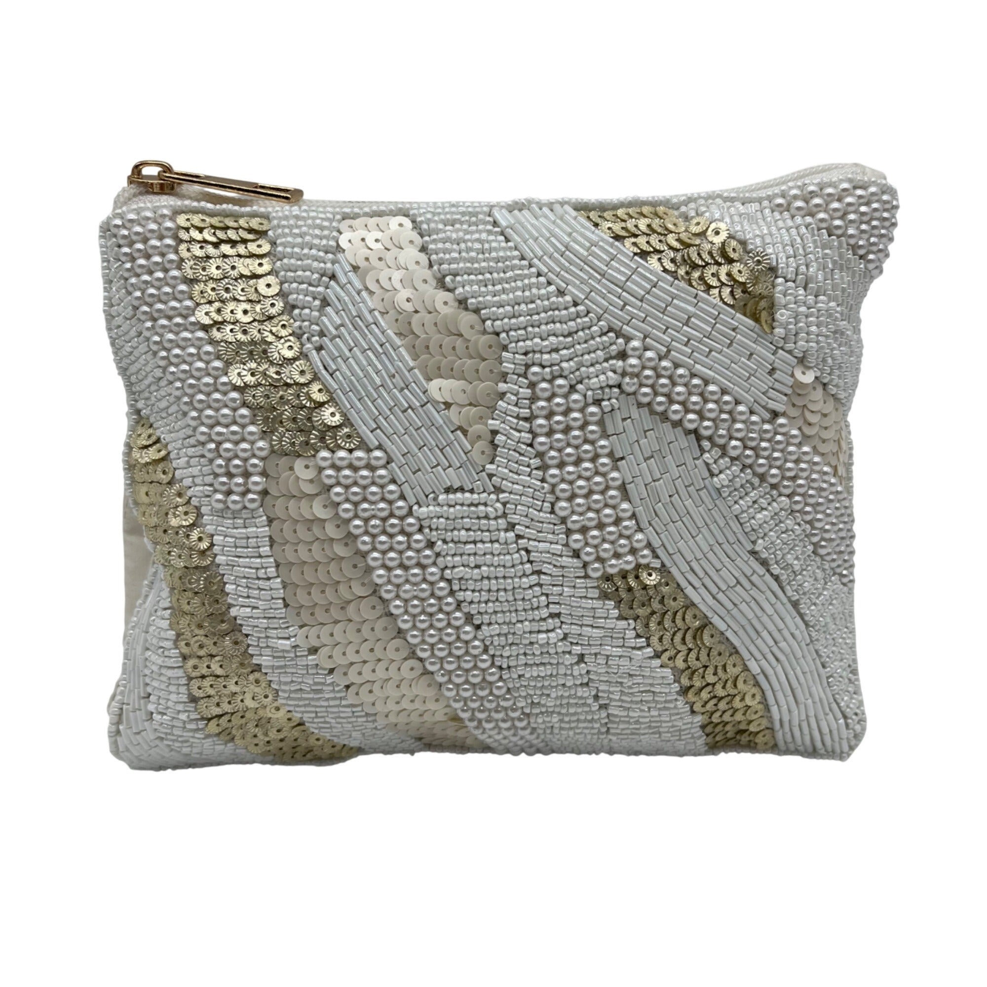 MMs Brands White Beaded Pouch