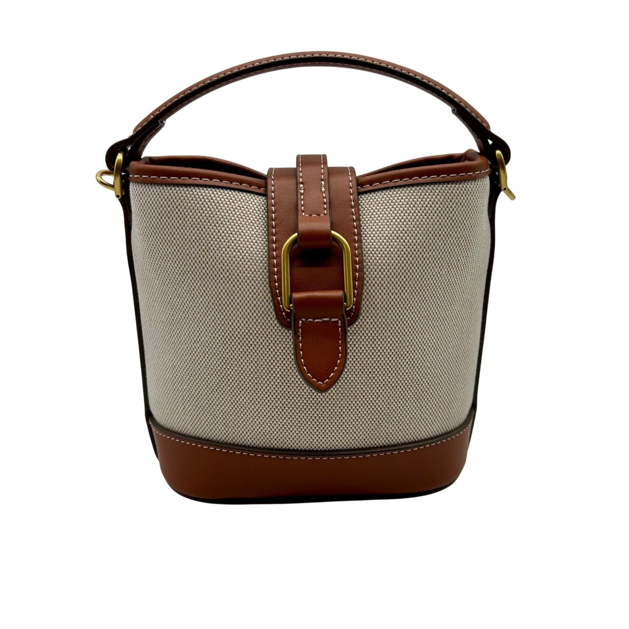 MNG Beige Fabric Crossbody Bag
