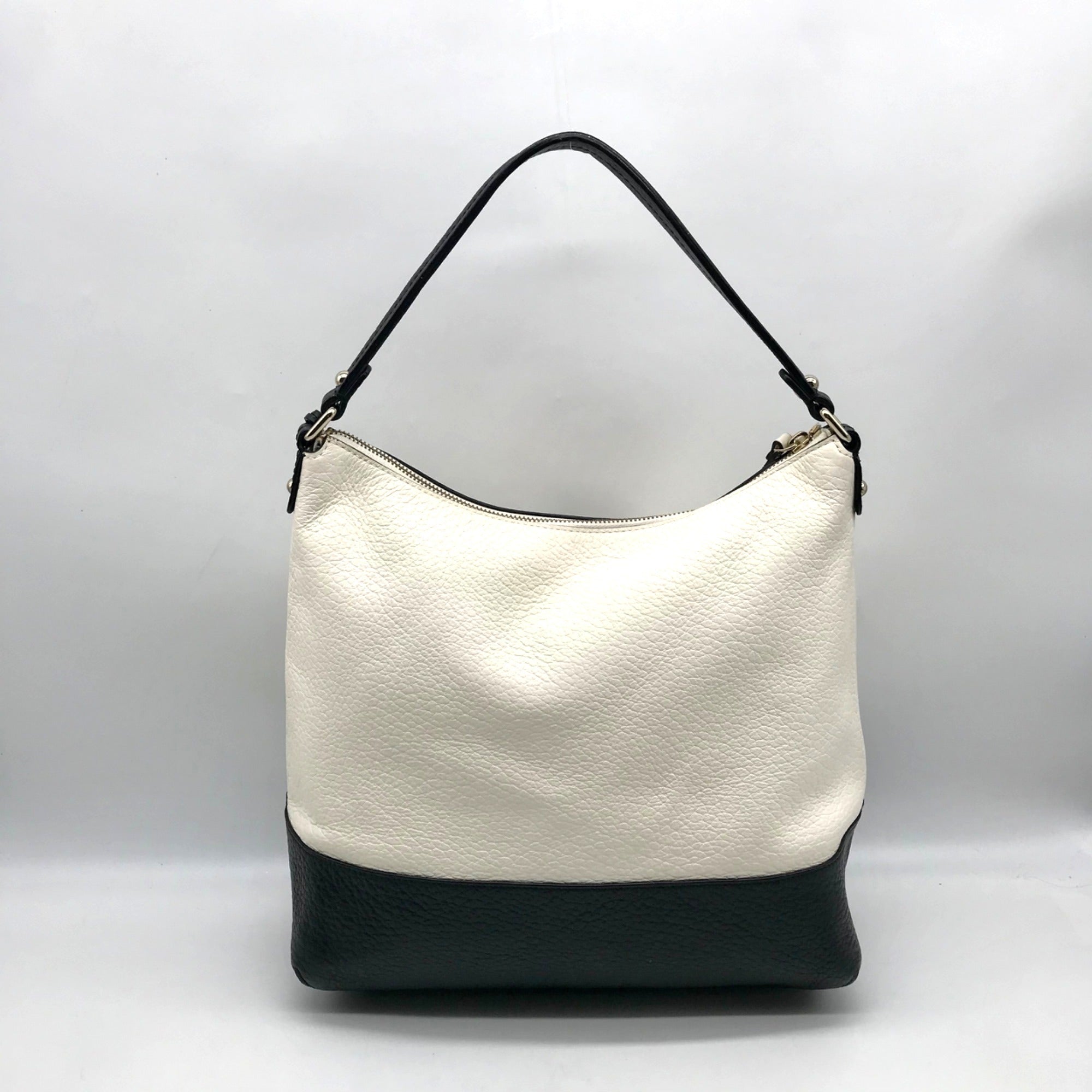 Kate Spade Black And Cream Pebbled Leather Bay Street Lexie Shoulder Bag
