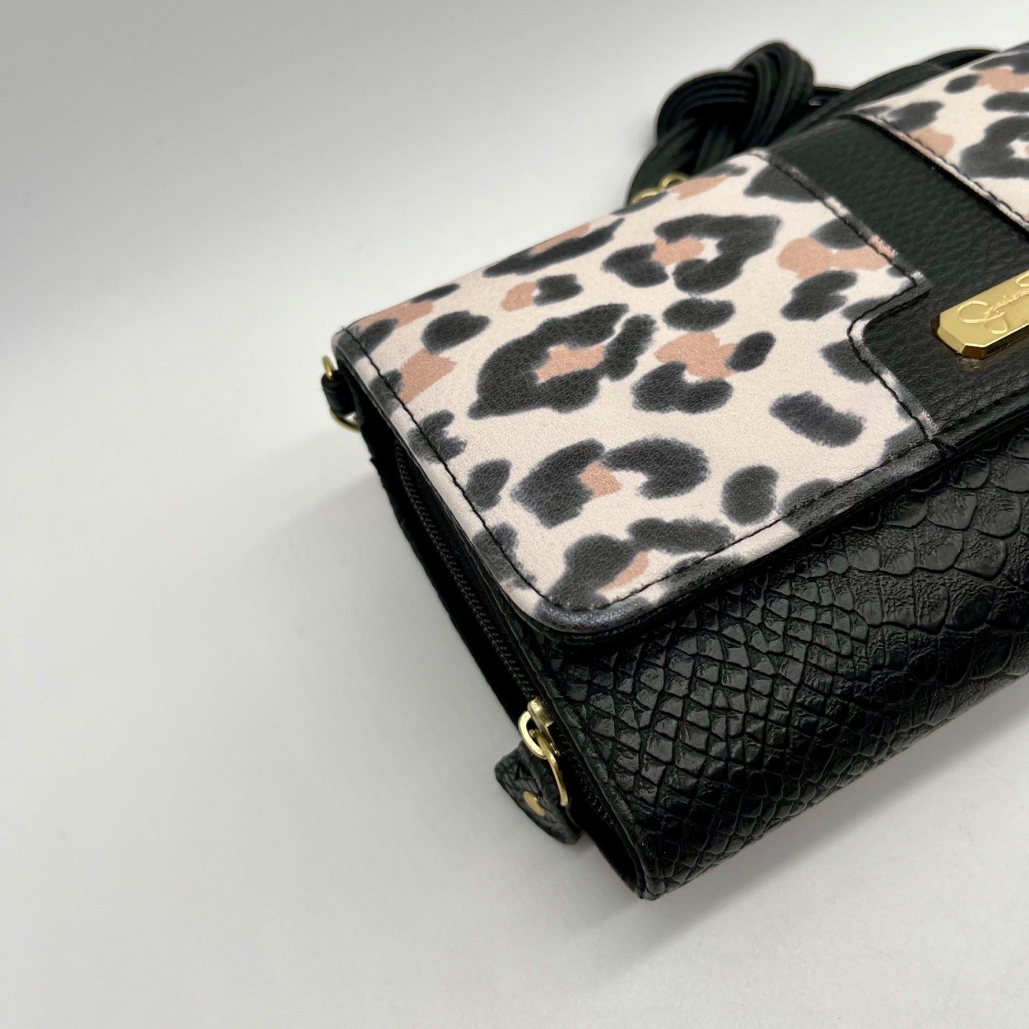 Jessica Simpson Faux Alligator &amp; Leopard Print Crossbody Bag