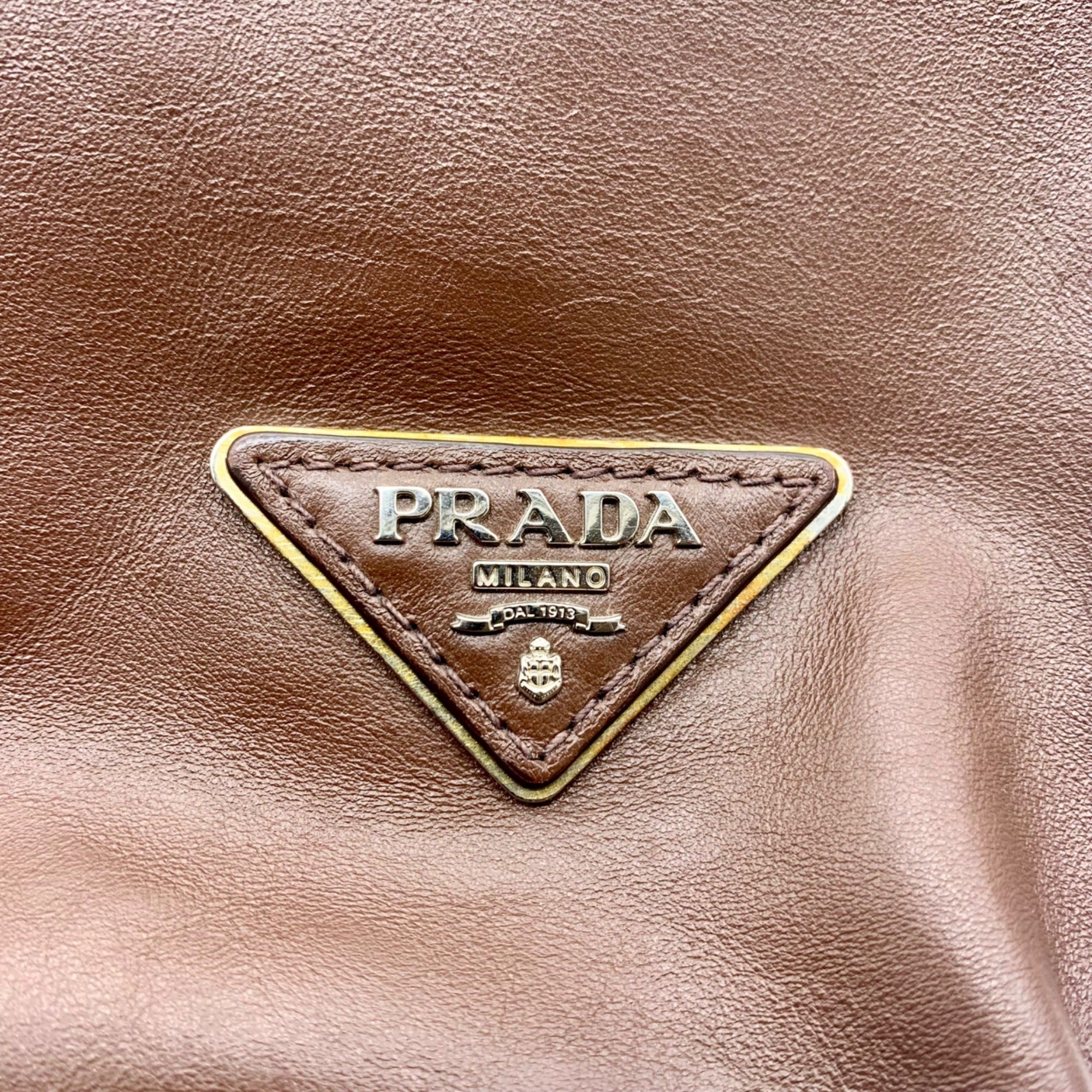 Prada Brown Cervo Leather Hobo Bag